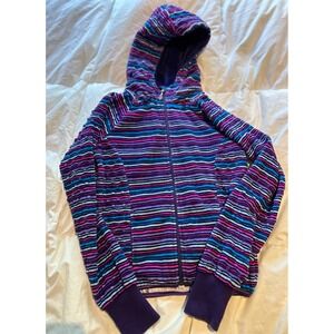 Triple Flip Full Zip‎ Up Hoodie Striped Fleece Lined Jacket Kids Size 10/12